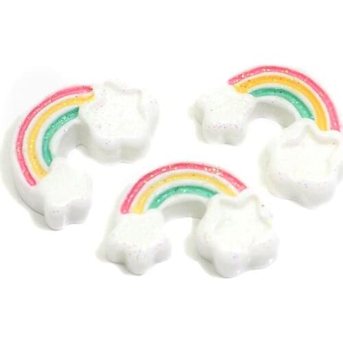 100/50pcs Resin Rainbow Cloud Cabochons For DIY Hair Bows Clips Embellishment Accessories Crafts Resin