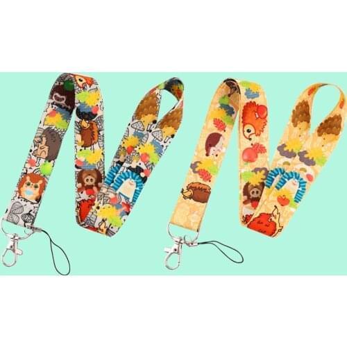 20pcs/lot G2121 Cartoon Hedgehog Lanyard Keychain keys Badge ID Mobile Phone Rope Lanyard With Card Holder Cover