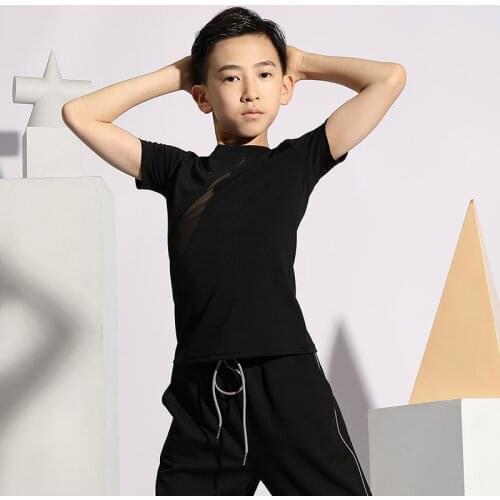 2021 Latin Dance Shirts Boys Practice Clothes Tops Summer New Boys Latin Dance Competition Clothes Performance Costumes DN7871