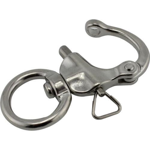 Stainless Boat Round Ring Swivel Snap Shackle Marine Quick Release Shackles with Round Ring Camera Belt Aecessory 5pcs 76mm