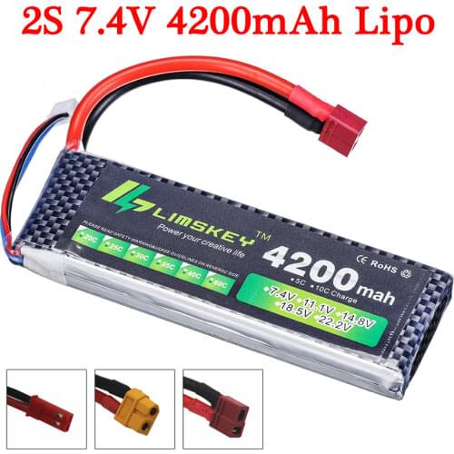 2S 7.4V 4200mAh LiPo Battery for RC Drones Airplanes Helicopters Cars Boats Trucks Robots 7.4V Lipo Battery With T/XT60/TRX/JST