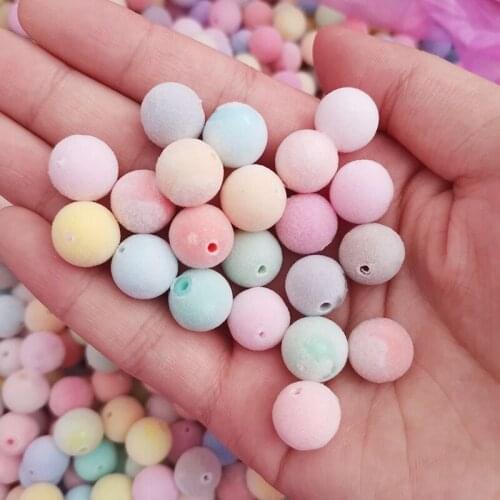 DIY Acrylic Crafts Round Beads Multicolor With Fluf Round Beads Bracelet Making Handmade Round Bands About 100Pcs/Bag