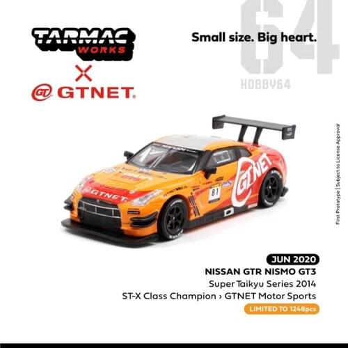 Tarmac works GTNET cars 1:64 NISSAN GT-R NISMO GT3 super taikyu series 2014 -87 Alloy collection car