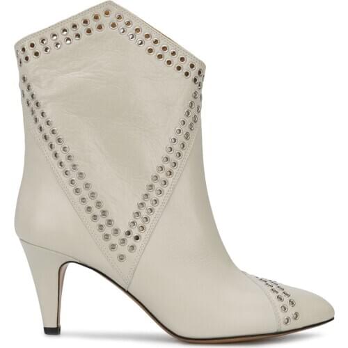 Women Shoes Paris Eyelet-embellished Ankle Boots Eyelet White Leather