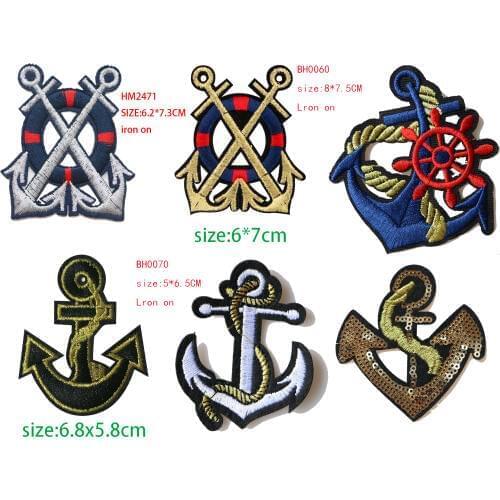 Cartoon Decorative Patch Anchor Sequins icon Embroidered Applique Patches For DIY Iron on Badges Stickers on clothes,backpack