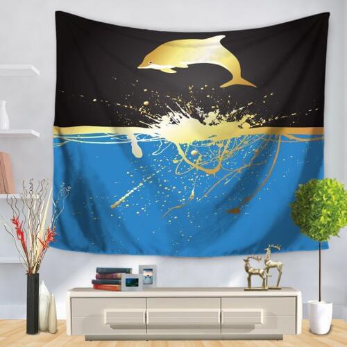 Home Decorative Wall Hanging Carpet Tapestry Rectangle Bedspread Cartoon Sealife dolphin Hippocampus Boat Pattern GT1231