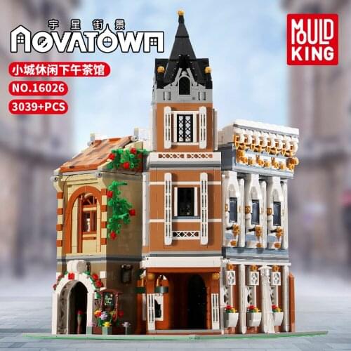 Mould King Street View Afternoon Tea Restauran With Led Light Building Blocks Model Sets Moc Assembly Bricks Toys Gifts For Kids