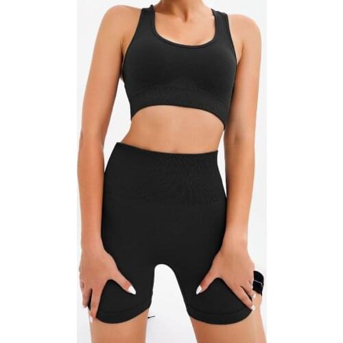 Women Workout Set Seamless Super Soft Nylon Sport Bras Gym Shorts Sportswear Suit High Waist Yoga Outfits Fitness Clothing