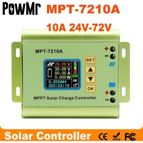 MPPT Solar Charge Controller 10A Solar Panel LCD Aluminum Alloy For LiPo Battery Output 600W 24V 36V 48V 60V 72V