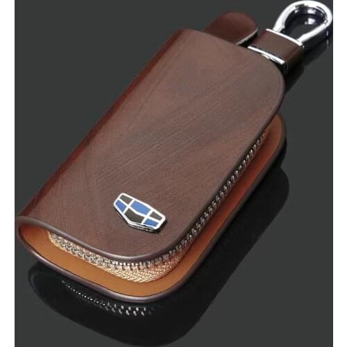 Leather Car Logo Key Case Cover Shell Holder For Geely Atlas Coolray Emgrand X7 EX7 EC8 GL S GC6 GC9 CK CK2 NL3 Car Accessories