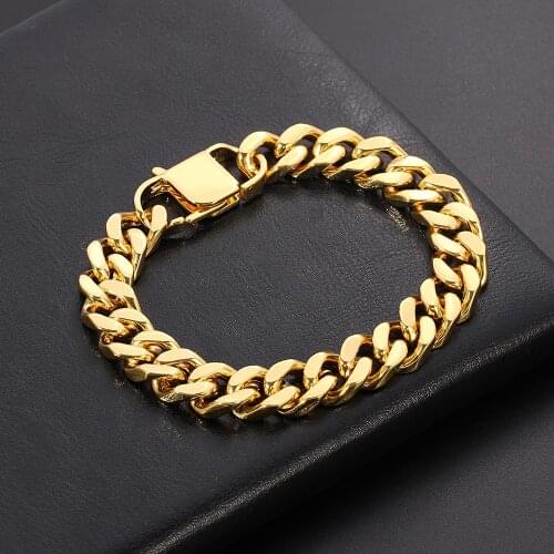 Cuban Chain Hip Hop Punk Style Bracelet Miami Glossy Hip Hop Jewelry Men Women