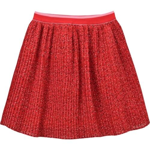 2021 Summer Girls Skirts Red Flower Pleated Elastic Band Casual Wear Birthday Gifts Dress Up Baby Kids Clothings Wholesale Bulk