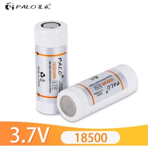PALO 18500 battery 3.7v lithium rechargeable 18500 battery 1600mah battery rechargeable