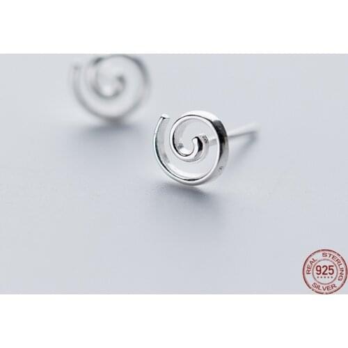 LKO 925 Sterling Silver Simplicity Lines Lollipop Shape Stud Earring for Women Men Lovers Simple Fine Jewelry Ear Ornaments