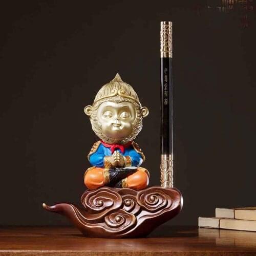 BEST GIFT # GLOBAL LIMITED EDITION 100% HANDMADE GOD OF WAR CHINA SUN WUKONG COLOR BRASS SCULPTURE HOME OFFICE ORNAMENT ART