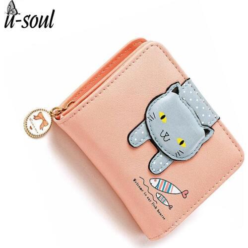 Cute Purse Women Cat Wallet Small Zipper Girl Wallet Brand Designed Pu Leather Women Coin Purse Female Card Holder Wallet SJ026