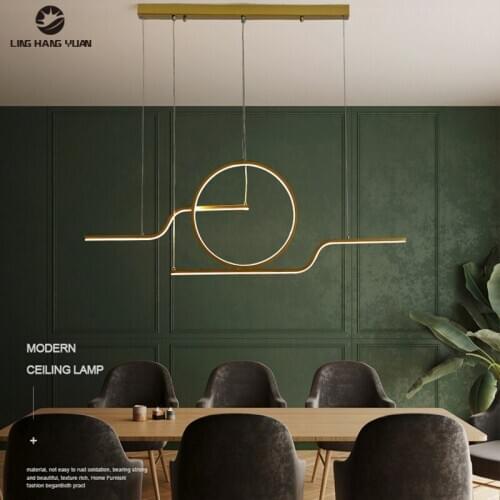 Minimalist Modern Led Pendant Light 90CM Gold&Black Led Chandelier Pendant Lamp for Dining room Kitchen Living room Hanging Lamp