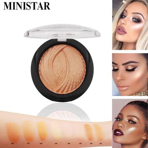 Ministar shimmer baked highlighter palette gold bronzer highlighter powder waterproof long lasting metallic contour glow MT001