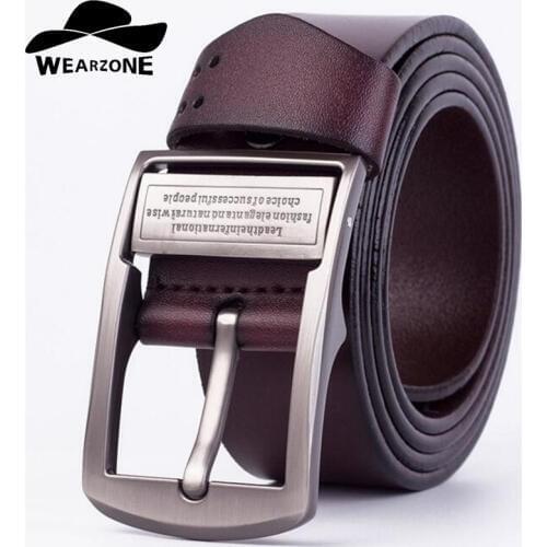 WEARZONE Men Leather Buckle Buckle Antique Belt Fashion Casual Pure Leather Cowhide Belts For Men Jeans Cow Leather