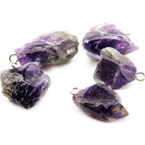 Natural stone pendant irregular Purple quartzs pendant necklace for DIY jewelry best birthday gift size 17x20x10-20x12x5mm