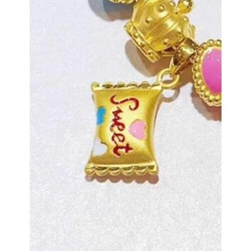 New 24K Yellow Gold Pendant 3D Yellow Gold Sweet candy Necklace Pendant