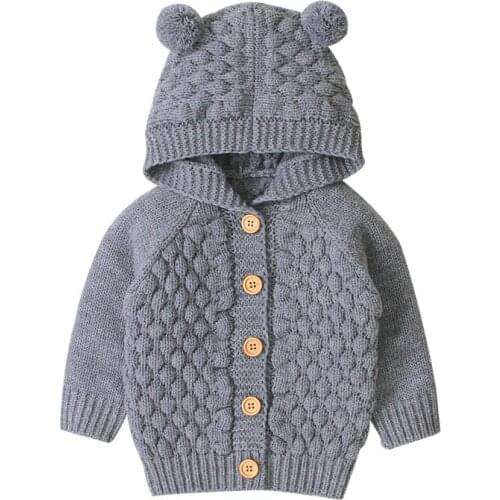 2021 Spring Winter New Childrens Solid Color Sweater Wool Hooded Knitted Coat Boys' Girls' Sweaters Long Sleeve Casual Tunic