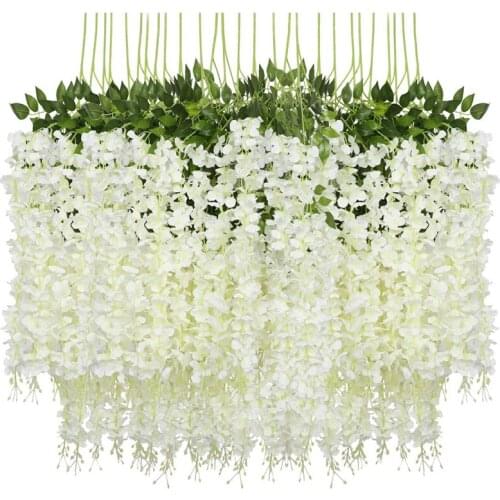 New White Encrypted Hydrangea Wisteria Flower String Home Wedding Decorations Hanging Flower Vine DIY Suppliles