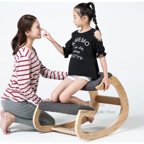 Wooden Sitting Posture Correction Office Computer Gaming Chair Aged Student Kids Study Kneel Waist Spine Protect Chair