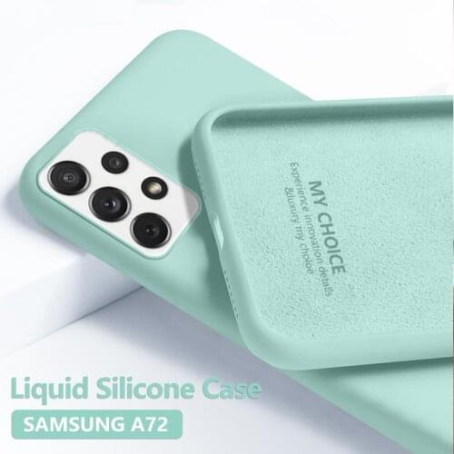 Original Liquid Silicone Case Cover For Samsung A52 A72 4G A42 A12 5G A21S A31 A41 A32 5G Full Protection Soft Candy Color Cases