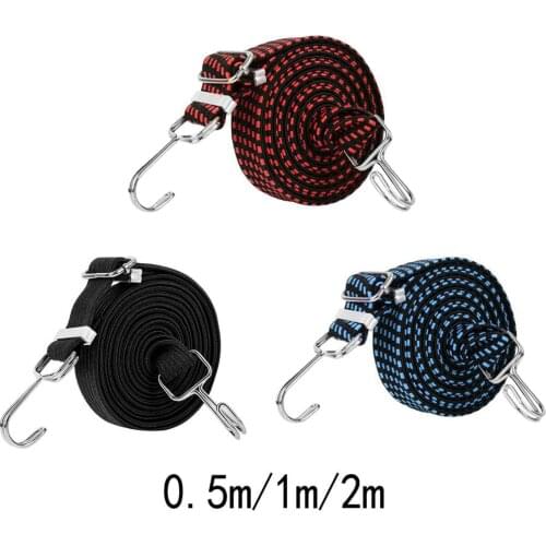 Adjustable Flat Bungee Cords with Hooks, Premium Latex Heavy Duty Straps with Hooks, Adjustable Buckles, Luggage Elastic Rope