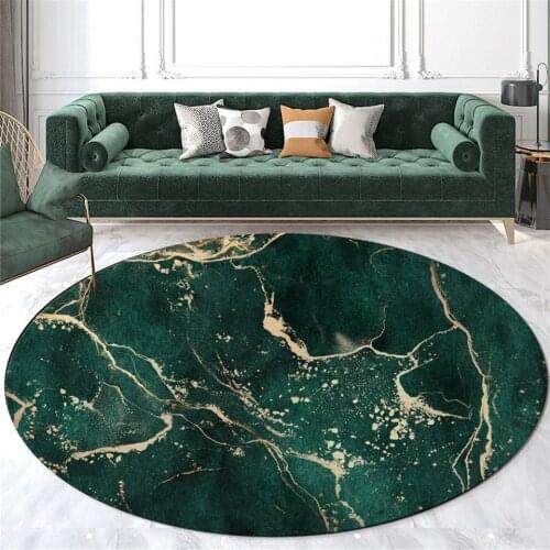 Luxury Turquoise Round Carpet Living Room Green Marble Rug Coffee Table Carpet Modern Room Decoration Bedroom Carpet Sofa Rug