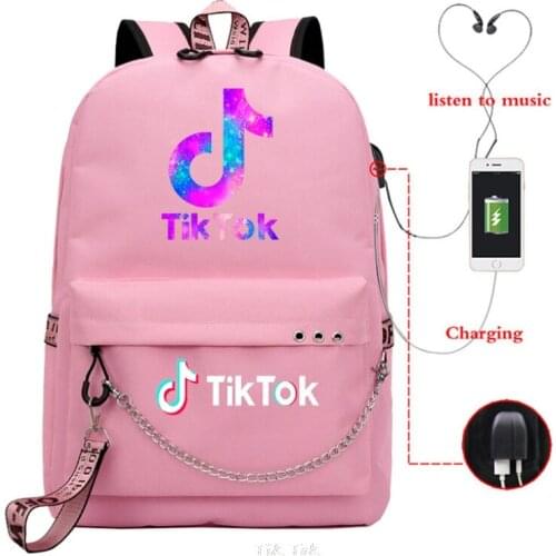 Tik Tok Backpack Teenagers Students School Bags USB Charge Schoolbag Tik Tok Laptop Mochilas For Teenager Boys Girls School Bag