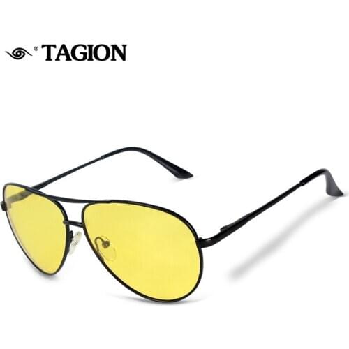 TAGION Vintage Polarized Sunglasses Mens Pilot Sunglasses Women Driving Sunglass Night Vision For Men Shades 8933