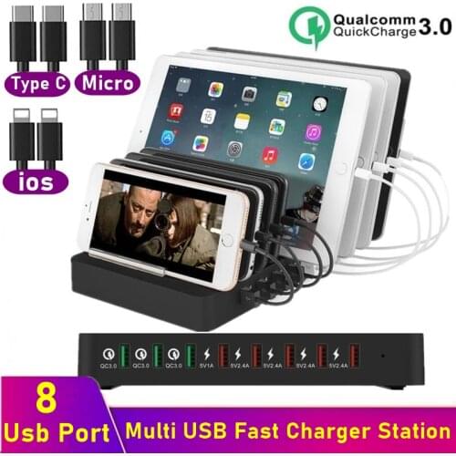 Tongdaytech 110W 8 Port Multi USB Charger For IPhone X 11 Carregador Quick Charge 3.0 Fast Charger Dock Station For Samsung S10