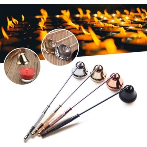 4 PCS Vintage Metal Bell Shape Candle Snuffer Long Handle Banquet Candle Extinguisher Candle Wedding Home Accessories