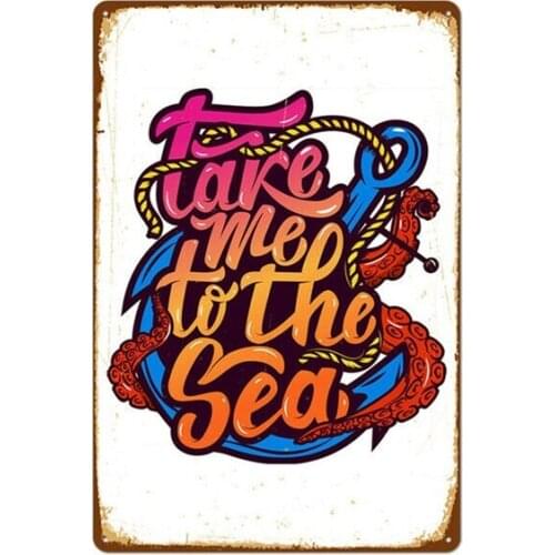 Metal Tin Sign Take Me to the Sea Home Vintage Retro Poster