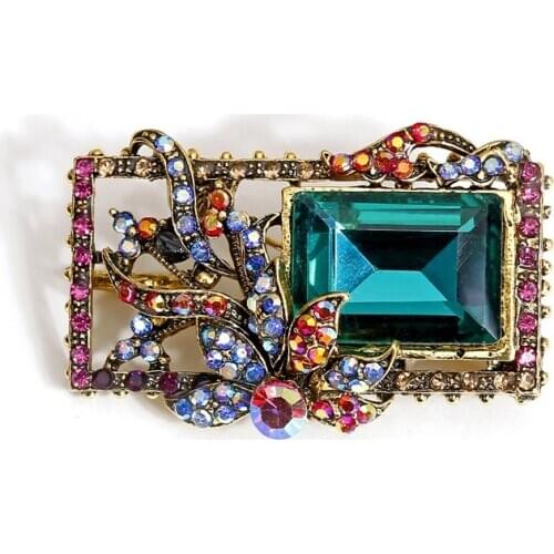 CINDY XIANG Crystal Vintage Brooches For Women Square Style Pin Retro Fashion Jewelry Geometric Design Autumn Accessories Gift