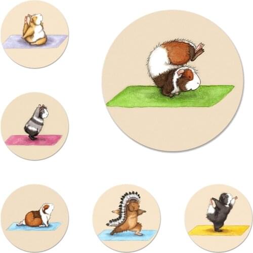 Yoga Guinea Pigs Art Icons Pins Badge Decoration Brooches Metal Badges For Clothes Backpack Decoration 58mm