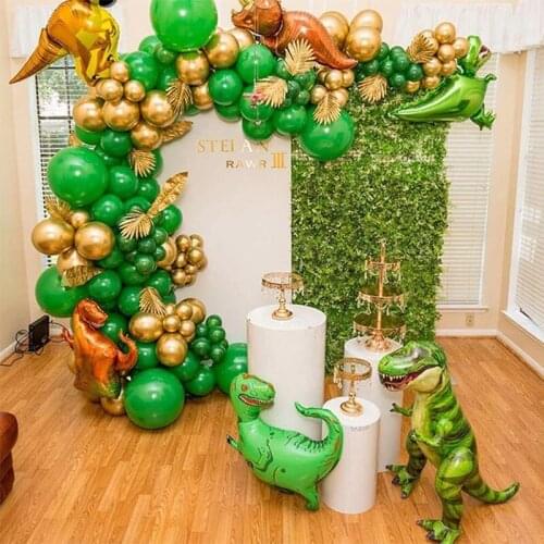 105pcs Dinosaur Balloons Garland Arch Disposable Tableware Set Cake Topper For Kids Favor Birthday Party Baby Shower Decorations