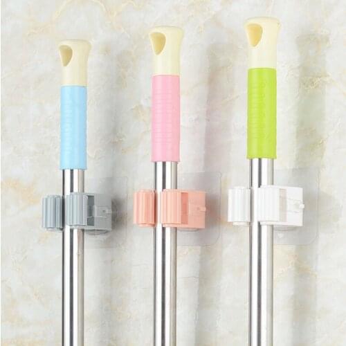 1PC Wall Mounted Mop Clip Organizer Holder Brush Broom Hanger Home Storage Rack Hooks Household Tools Seamless Mop Hanging Rack