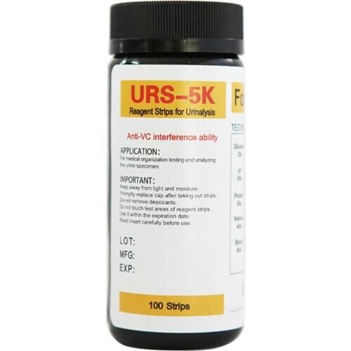 100Pcs/Box URS-5K Urine Test Strips Urine Glucose PH Protein Ketone Blood Reagent Analyzing Strips Home Ketosis Urinary Test