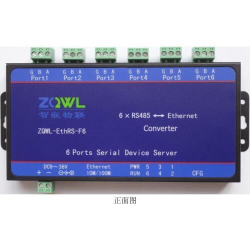 6 Channels Serial Device Server RS232 RS485 or TTL to Ethernet Converter, Modbus RTU to Modbus TCP Gateway