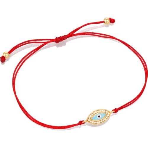 AAA Shiny Cubic Zirconia Crystals Blue Turkish Evil Eye Lucky Charm Bracelet Women Fashion Wish Life Healthy Red String Jewelry