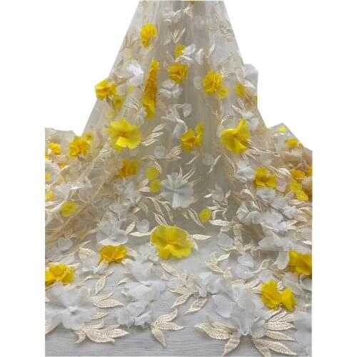 African Lace Fabric French 3D Tulle Lace Fabric 2021 High Quality Lace Nigerian Lace Fabrics For Wedding Dress Sewing jh66-415
