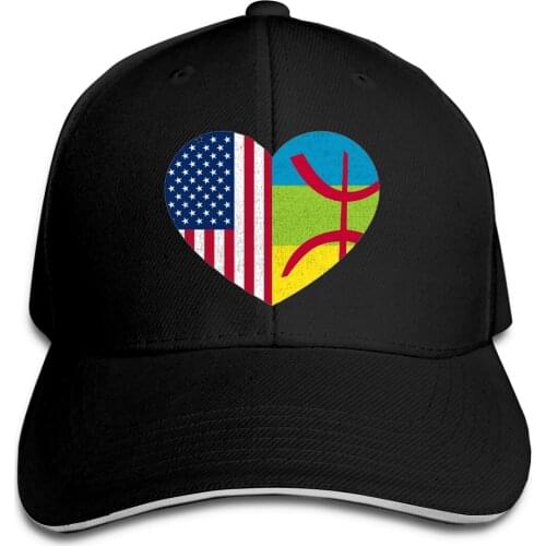Amazigh Kabyle American Pride Heart Tamazgha USA Flag fishing sun casquette Berber Amazigh Flag Funny Graphic Mens casquette