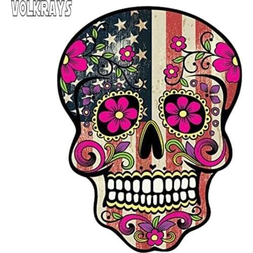 Volkray Shorror Car Sticker Styling Mexican Sugar Skull Decals Accessorie Sunscrren PVC Decal for Renault Opel Seat Vw,13cm*10cm