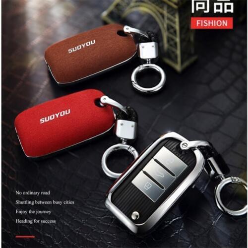 Zinc alloy Suede Fur Remote car key case for Roewe RX5 2017 year for MG ZS 3 button Metal Accessories Keychain New durable tough