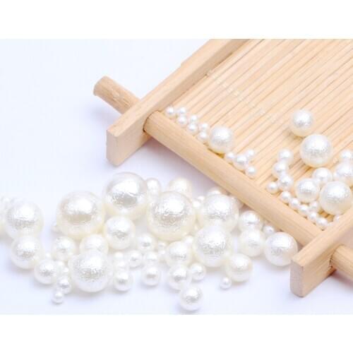 Ivory Color Round Wrinkle Resin No Hole Imitation Pearls 3mm-12mm DIY Glitter Nail Art Decorations Nail Beads