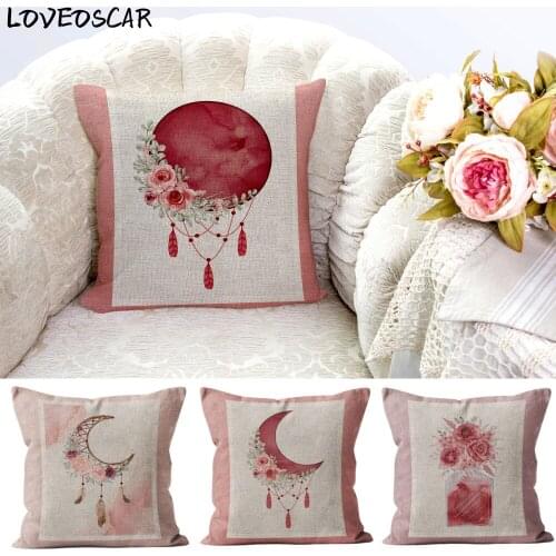 Flower Room Home Decor Woman Lovely Pink Lilac Flower Floral Terrace Cushion Cover 40 Dream Catcher Macrame Square Pillow Case
