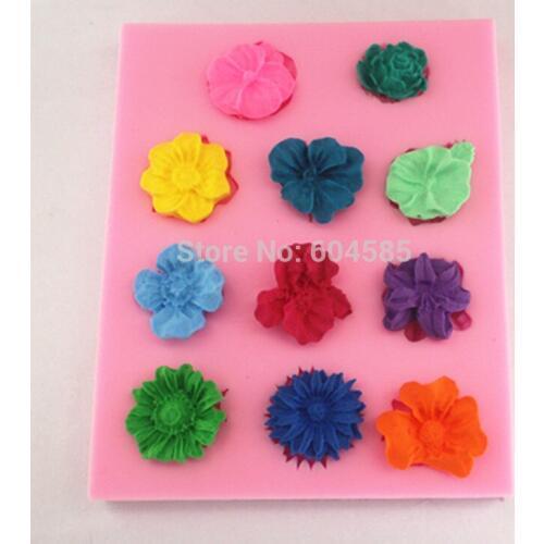 Flowers silicone fondant cake molds soap chocolate mould for the kitchen baking Sugarcraft FM003